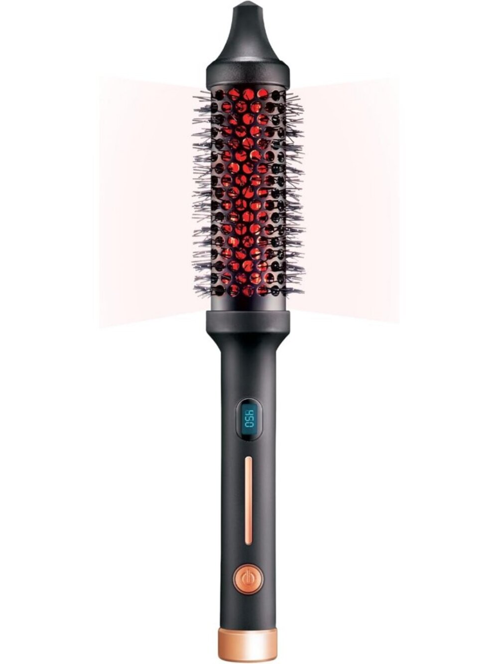 Lightweight Heated Round Brush for Effortless Blowouts - Digital Display & Auto